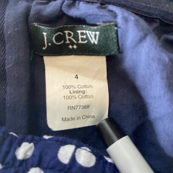 J CREW Strapless Dress Polka Dot Pinup Rockabilly Retro Midi Womens 4 Blue White - Picture 4 of 9